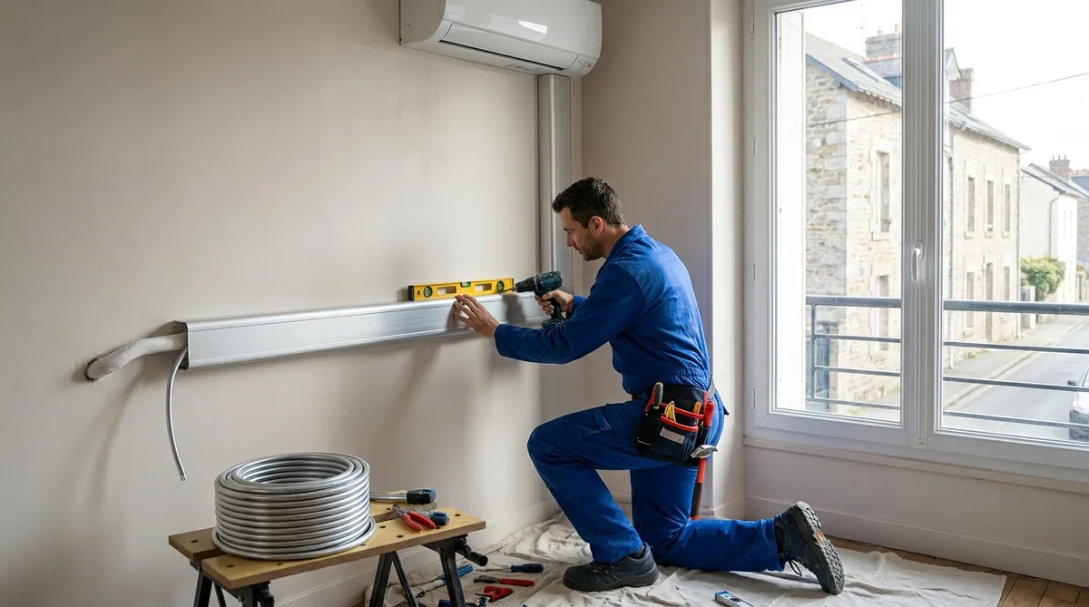 professional hvac technician working on indoor wall unit