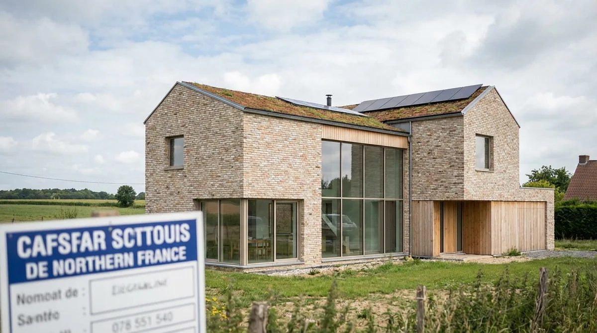 Modern eco-friendly brick house construction in Northern France