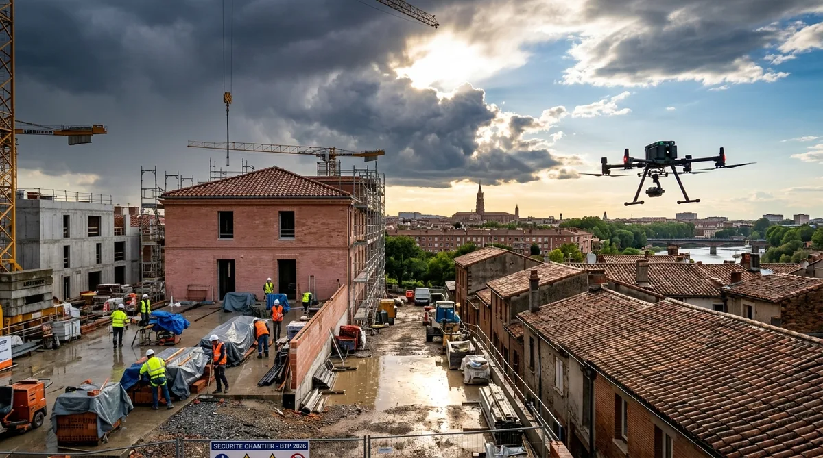 Orages d'été en Haute-Garonne : sécuriser son chantier BTP 2026 - illustration article blog Artizo