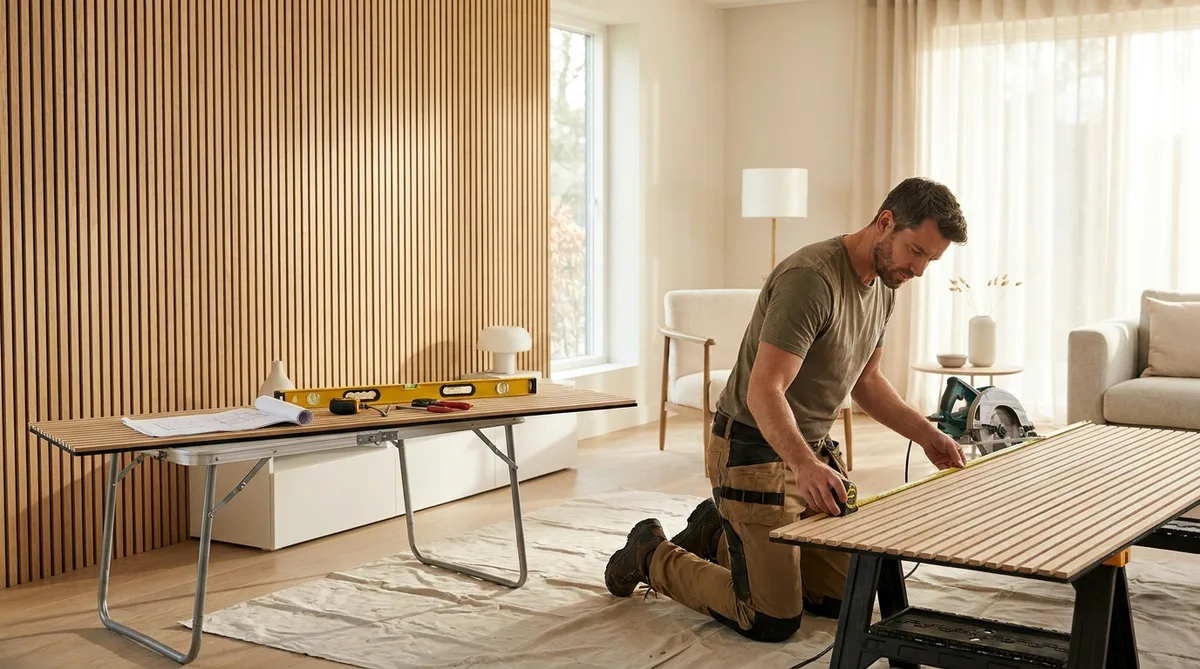 Pose de lamelles de bois au mur, prix et devis d'artisan - illustration article blog Artizo
