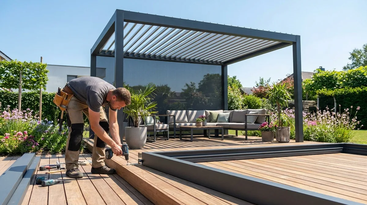 Pergola aluminium 4x3, prix d'achat et coût de pose - illustration article blog Artizo