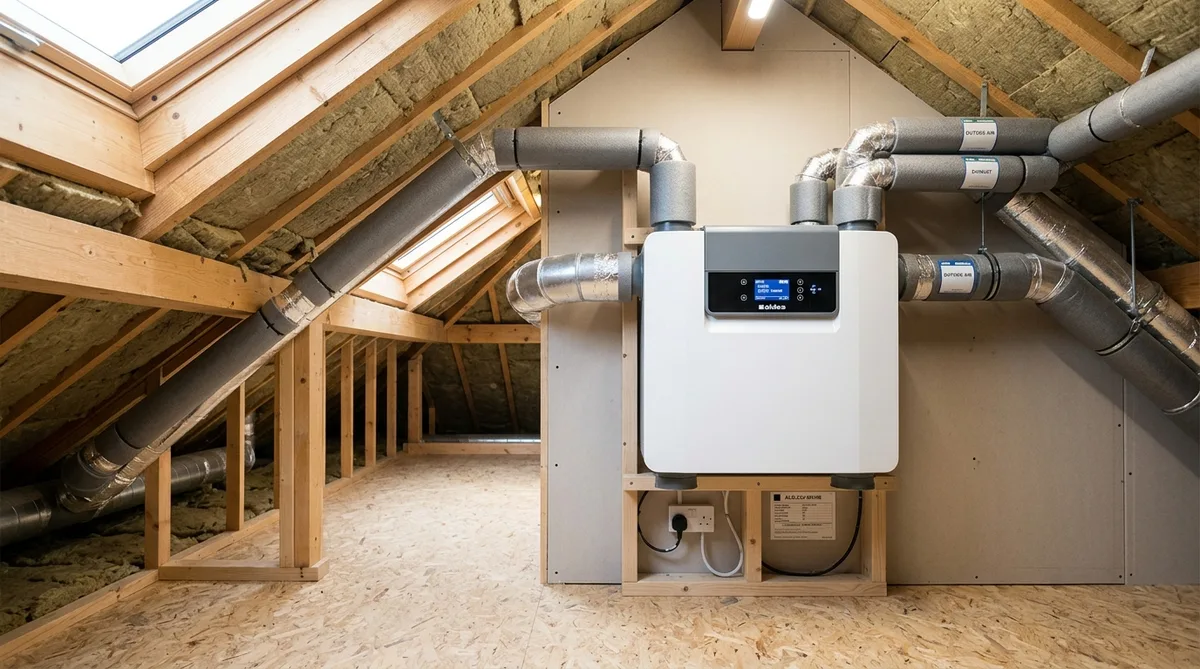 modern VMC unit installed in an attic