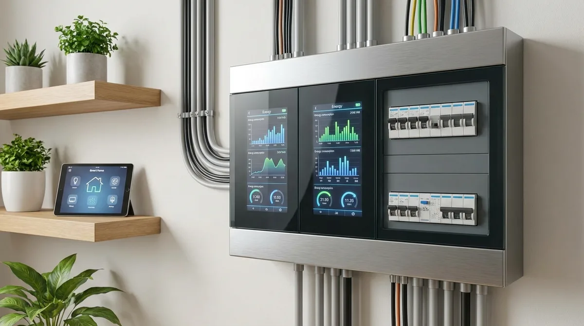 modern electrical panel with smart meters