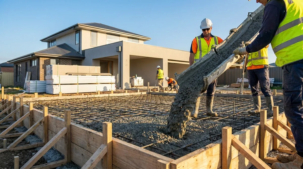 pouring concrete foundations for a house extension